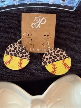 Plunder Leopard & Yellow Softball Double Disc Earrings